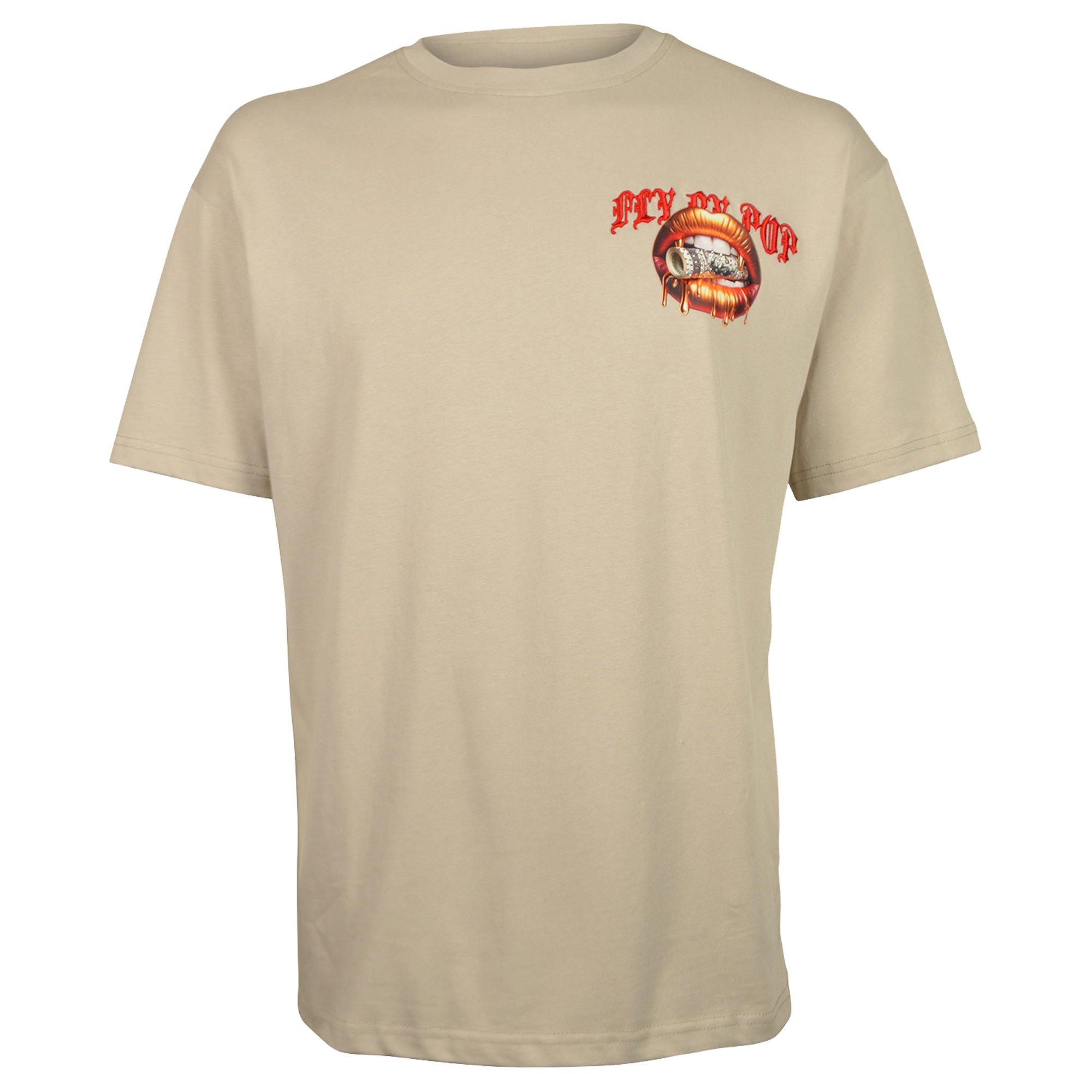 Streetz Iz Watchin Men's FBP Golden Lips Tee - TAN